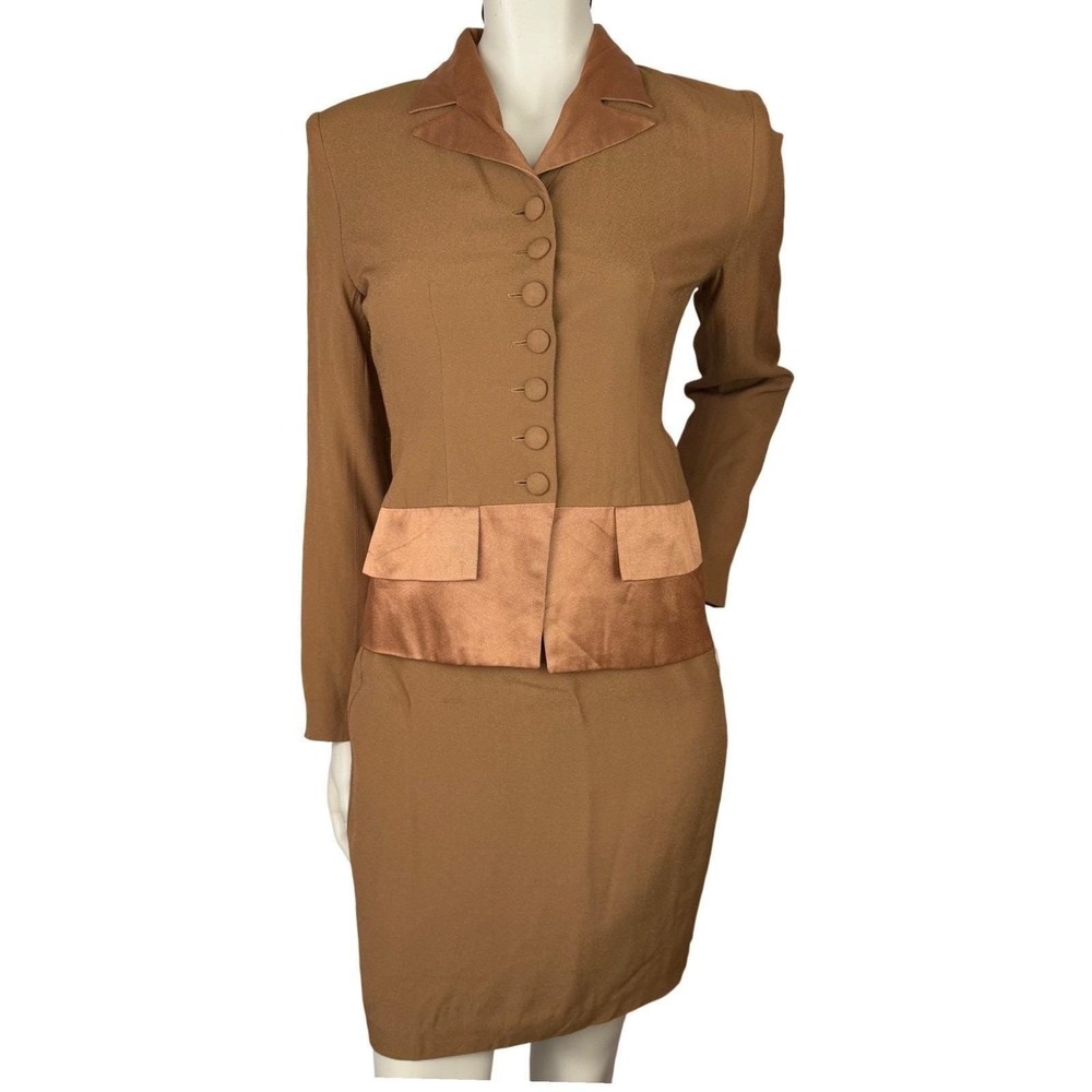 Hugo Buscati Vintage 90's Skirt Suit Brown Bronze Old Money Retrocore Office 6